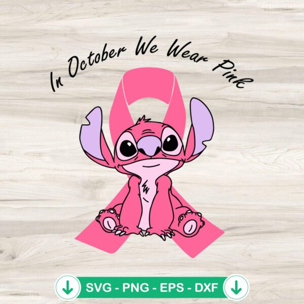 In October We Wear Pink Stitch Breast Cancer SVG file for cricut