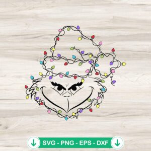 Grinch Face Christmas Light SVG file for Cricut and cutting machine