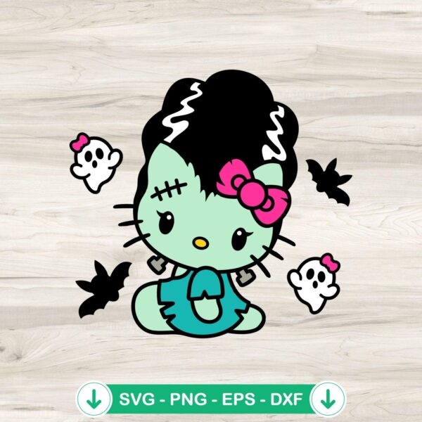 Hello Kitty Frankenstein SVG file for Halloween DIY projects