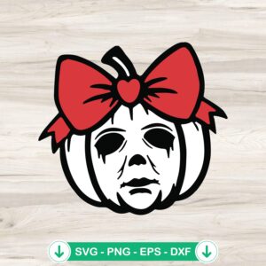 Michael Myers Pumpkin Coquette Bow SVG file for cutting machines