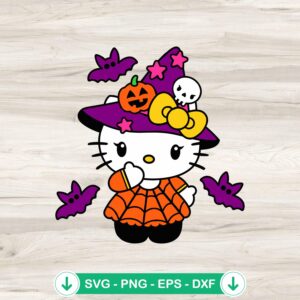 Hello Kitty Witch Spider SVG file for Cricut cutting projects