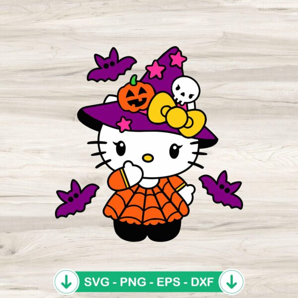 Hello Kitty Witch Spider SVG file for Cricut cutting projects