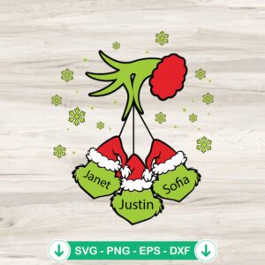 Grinch Hand Holding Ornament Custom Name SVG file for cutting machines