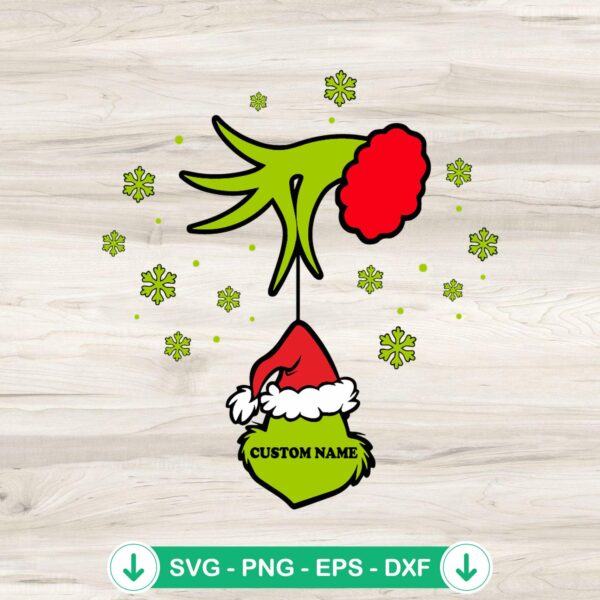 Grinch Hand Holding Custom Name SVG file for Cricut and Silhouette cutting machine