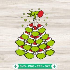 Grinch hand holding Grinch face SVG file for cutting machines