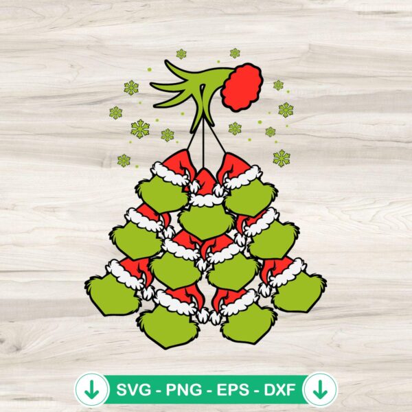 Grinch Hand Holding 14 Head SVG file for Cricut cutting machine