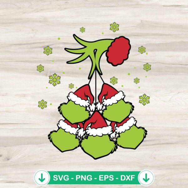 Grinch Hand Holding Five Face SVG file for Cricut
