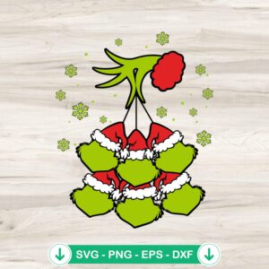 Grinch Hand Holding Six Face SVG, cricut svg cutting file