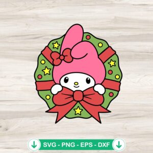 My Melody Wreath Christmas SVG file, cutting file for Cricut