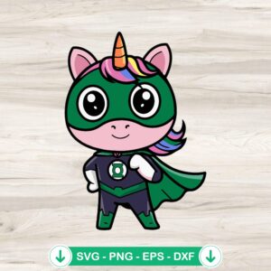 Unicorn Superheroes Green Lantern SVG file for cricut and cutting machine