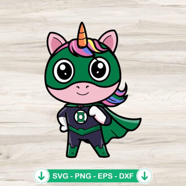 Unicorn Superheroes Green Lantern SVG file for cricut and cutting machine