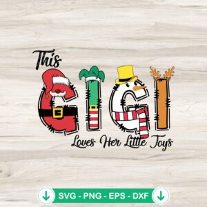 Personalized Christmas Gigi Claus kid name svg file for cutting machines