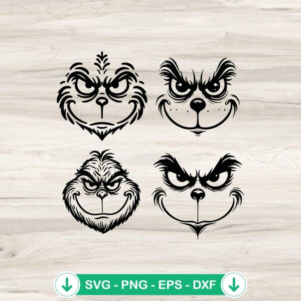 Grinch Face Christmas Bundle SVG cutting file for Cricut