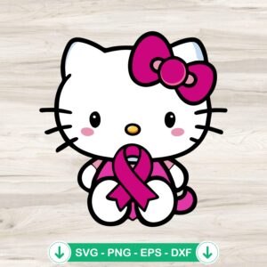 Hello Kitty Breast Cancer Awareness svg file for cutting machines