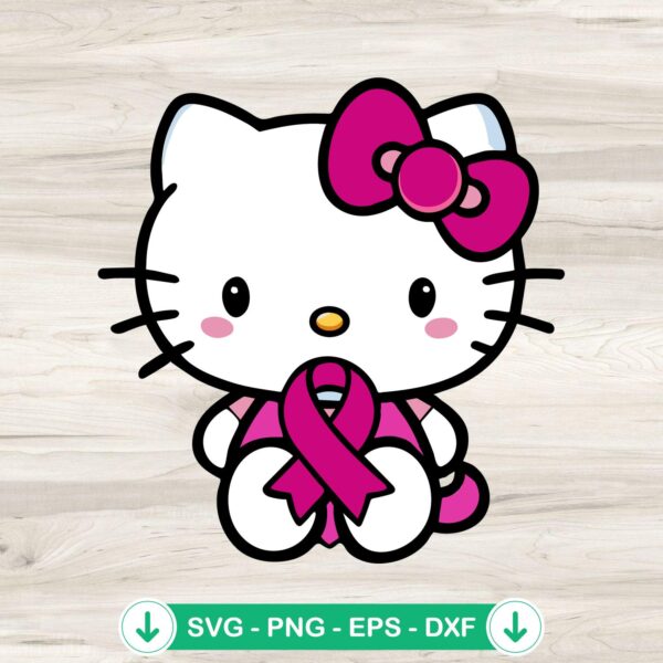 Hello Kitty Breast Cancer Awareness svg file for cutting machines