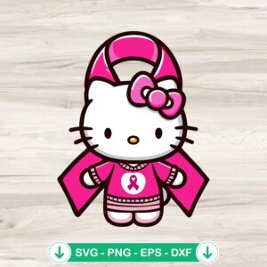 Hello Kitty Breast Cancer Awareness SVG file for cutting machines
