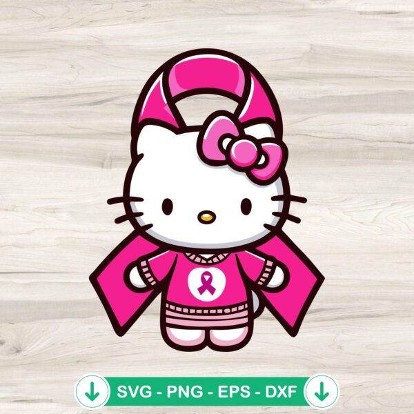 Hello Kitty Breast Cancer Awareness SVG file for cutting machines