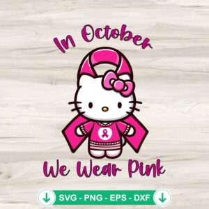 Hello Kitty Pink Ribbon SVG file for Cricut cutting machine