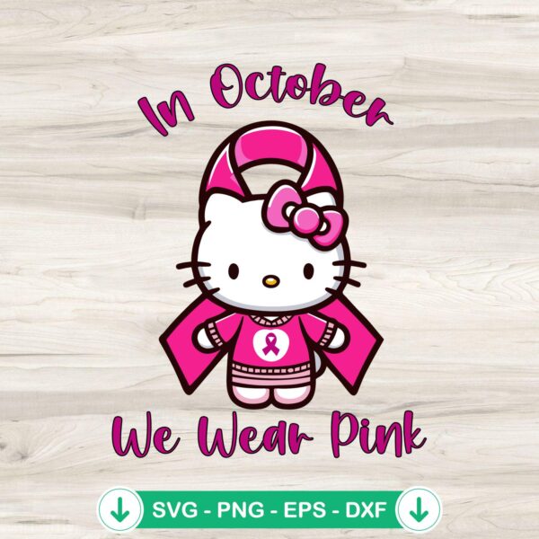 Hello Kitty Pink Ribbon SVG file for Cricut cutting machine