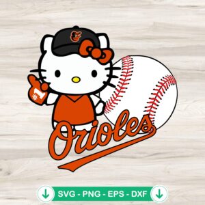 Hello Kitty Baltimore Orioles svg file for Cricut cutting
