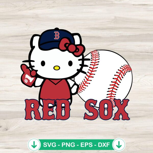 Hello Kitty Boston Red Sox SVG file for Cricut cutting machine