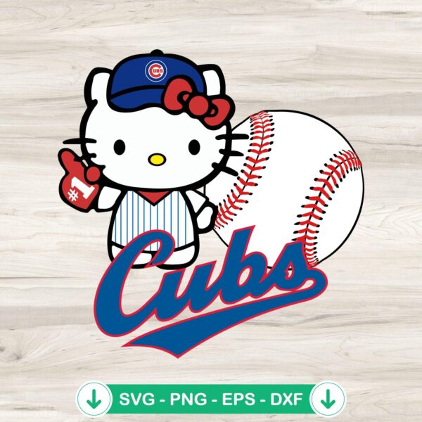 Hello Kitty Chicago Cubs SVG file for cutting machines