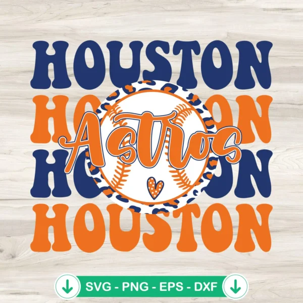 Astros Baseball Leopard SVG file for Cricut cutting machine