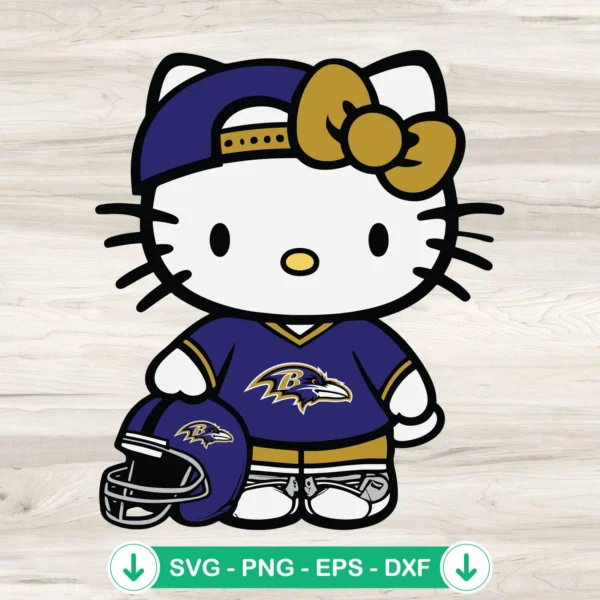 Baltimore Ravens Hello Kitty SVG file for Cricut cutting machine