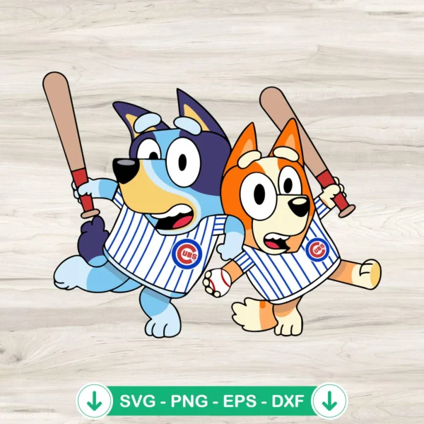 Bluey Bingo Chicago Cubs SVG file for Cricut cutting file