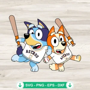 Bluey Bingo Houston Astros svg file, cricut svg cutting file