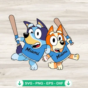 Bluey Bingo Miami Marlins SVG file for cricut cutting machine