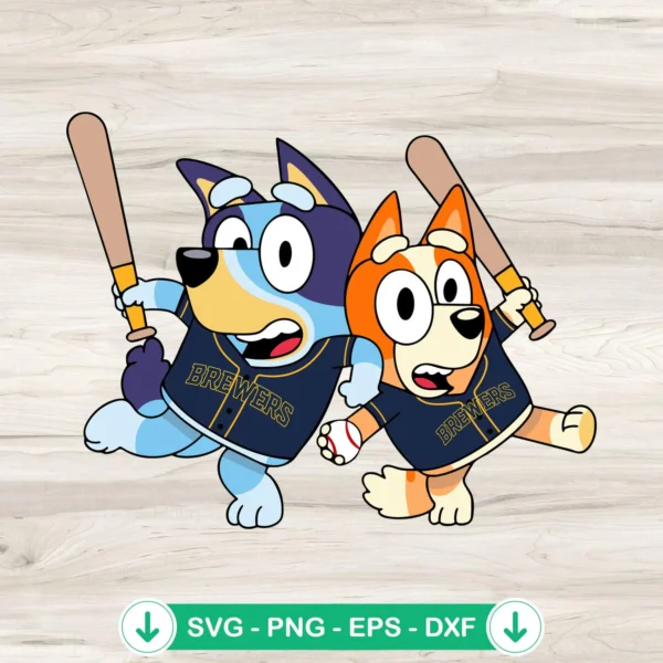 Bluey Bingo SVG file for Milwaukee Brewers cutting file
