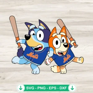 Bluey Bingo New York Mets SVG file for Cricut cutting machine