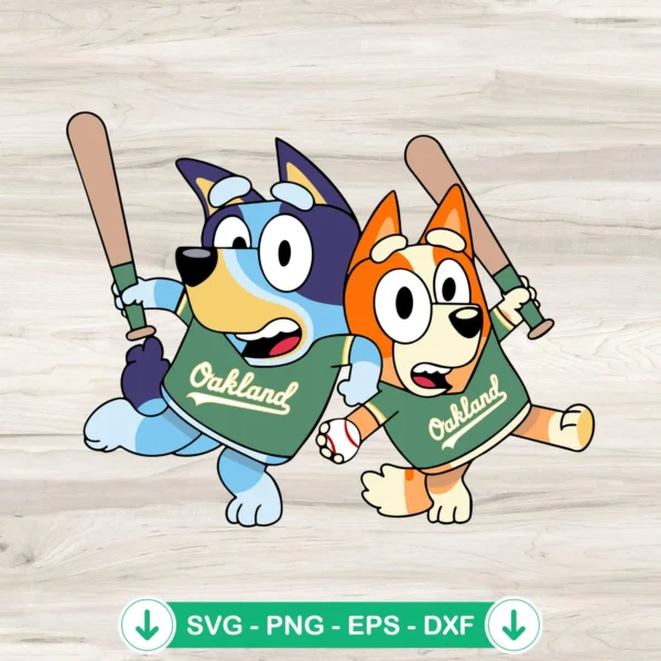Bluey Bingo Oakland Athletics svg file for cutting machine
