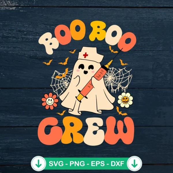 Boo Boo Crew Ghost Nurse SVG file, Cricut cut file for Halloween