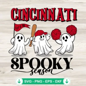 Cincinnati Reds Ghost Halloween SVG file for Cricut cutting