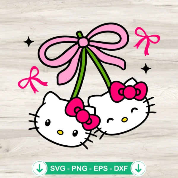 Coquette Bow Cherry Hello Kitty SVG file for Cricut