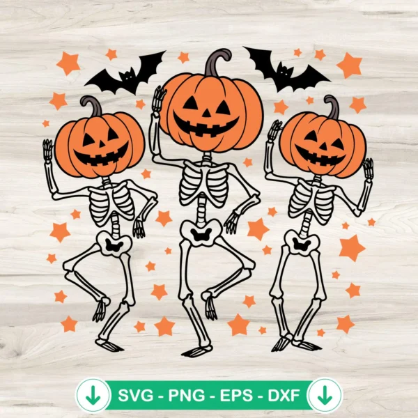Dancing Skeleton Pumpkin Head SVG file for Cricut and cutting machines