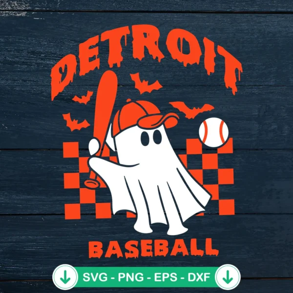Detroit Ghost Baseball Halloween SVG file for Cricut