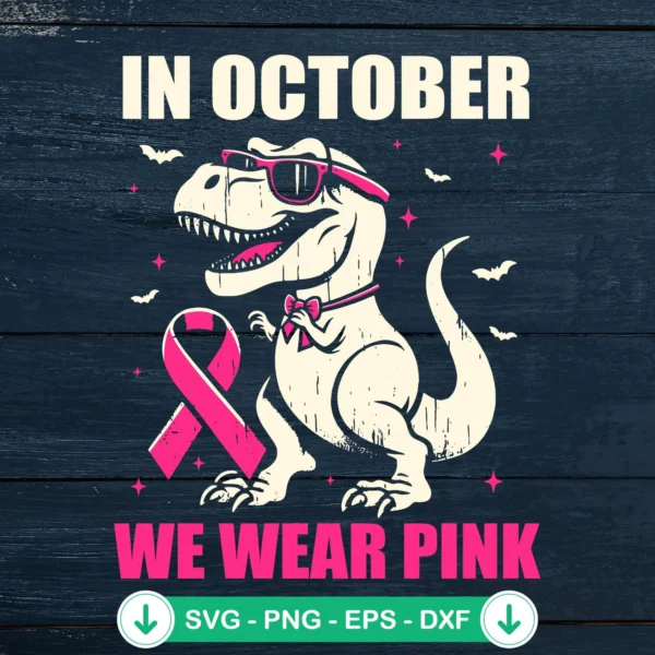 Dinosaur Breast Cancer Awareness SVG file for cutting machines