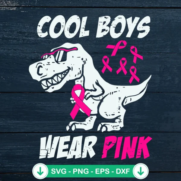 Dinosaur Breast Cancer Awareness SVG file for cricut