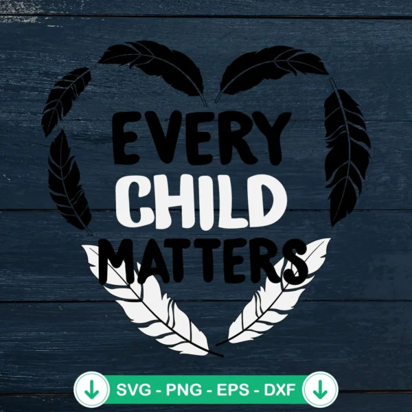 Every Child Matters Feathers Heart svg file for cricut