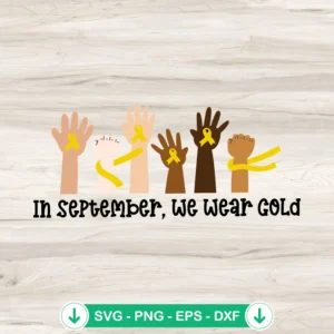 Five Hands Gold Ribbon SVG file for childhood cancer awareness, cricut svg cutting file