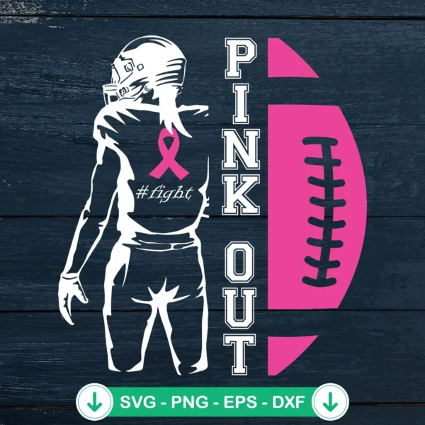 Football Player Pink Out SVG file for cricut cutting machine
