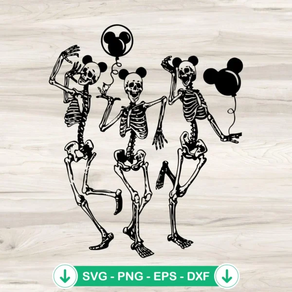 Funny Skeletons Mickey Ears SVG cut file for cricut