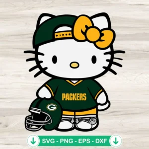 Green Bay Packers Hello Kitty SVG file for cricut, cutting file