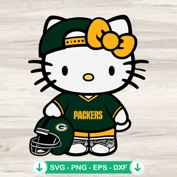 Green Bay Packers Hello Kitty SVG file for cricut, cutting file