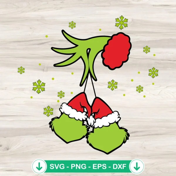 Grinch Hand Holding Grinch Face Ornament SVG cut file