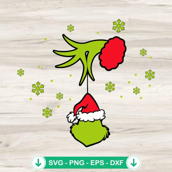Grinch Hand Holding Grinch Face svg file, cricut svg cut file