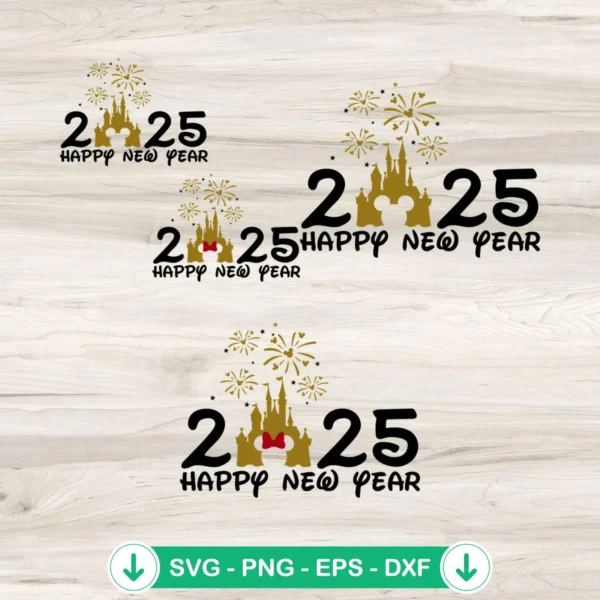 Happy New Year 2025 SVG file, Mickey Minnie Mouse cricut svg